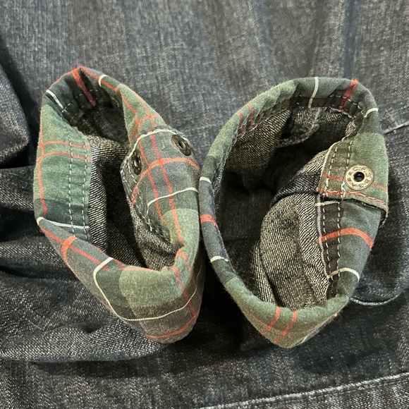 Tommy Hilfiger Dark Blue Jean Jacket with Plaid Accents - Picture 4 of 15